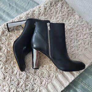 Limited Edition CK Savana Mirror Block Heel Leather Ankle Boots- US 8.5​